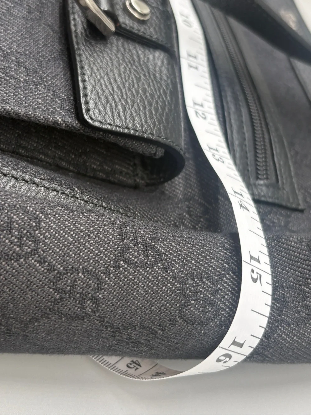 Gucci Large GG Canvas Travel Tote Black Leather Shoulder Bag 201482